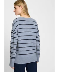Olsen Women's Chevron Stripe V-Neck Sweater