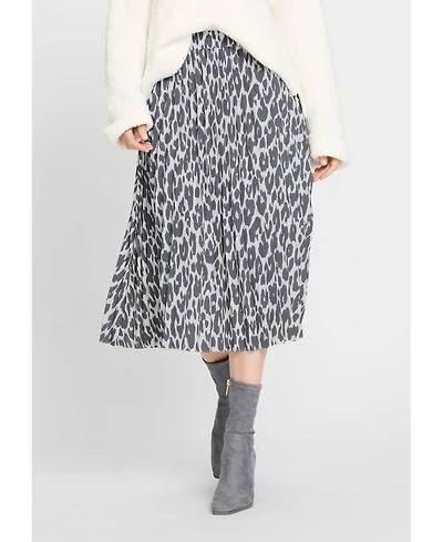 Olsen Women's Pull-On Leopard Pleated Skirt