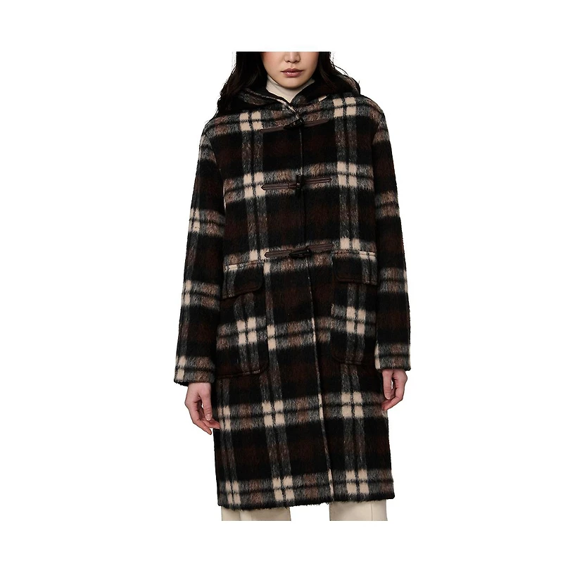 Bernardo Plaid Toggle Coat