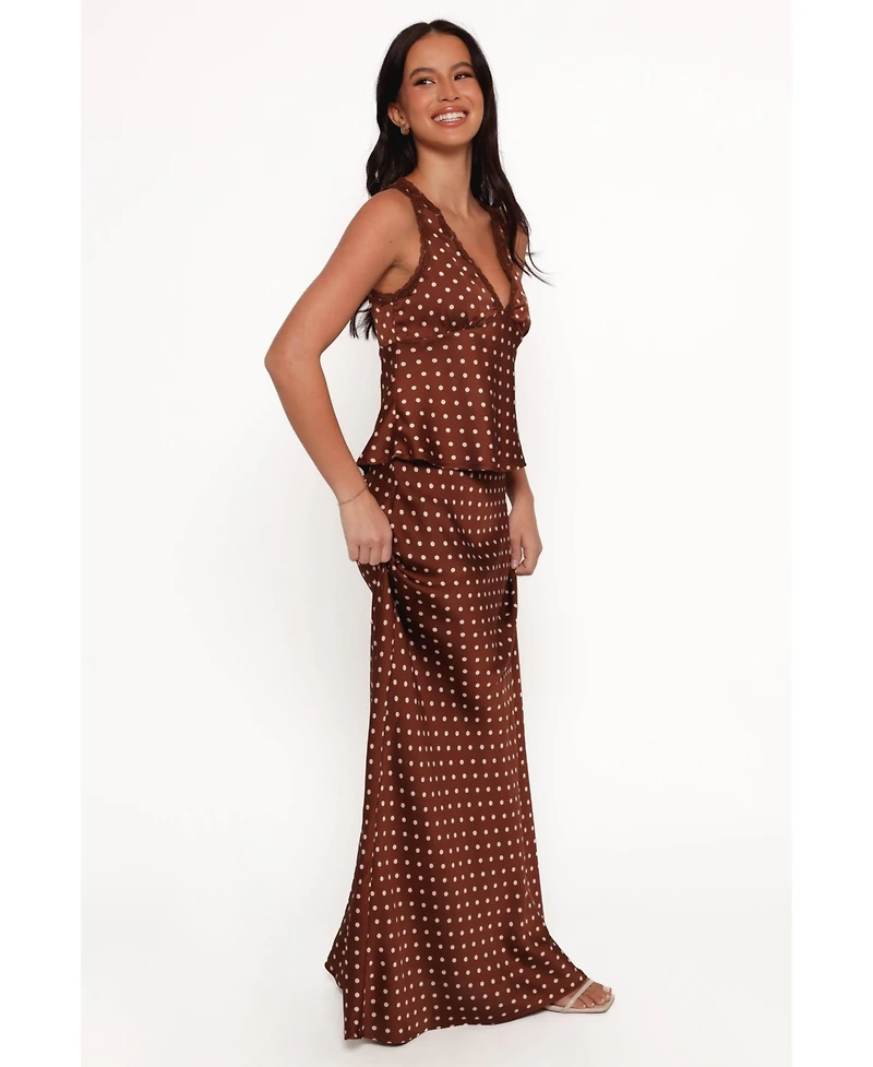 Petal and Pup Women's Velman Skirt - Brown Polka Dot