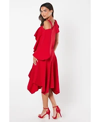 Coast Women's One Shoulder Ruffle Crepe Midi Dress