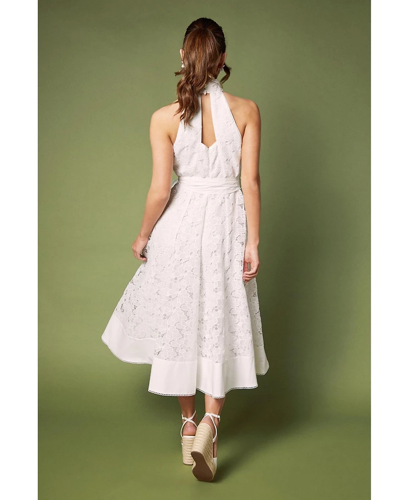 Coast Women's Halterneck Belted Lace Midi Dress