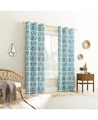 Hillard Watercolor Medallion Semi-Sheer Grommet Curtain Panel