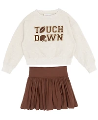 Rare Editions Big Girls 2 piece Touch Down Sweatshirt and Fold Over Skort Set