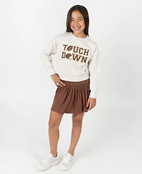 Rare Editions Big Girls 2 piece Touch Down Sweatshirt and Fold Over Skort Set
