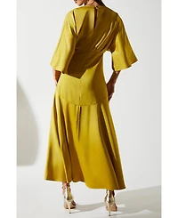 Coast Women's Satin Back Crepe Ruffle Wrap Midi Dress