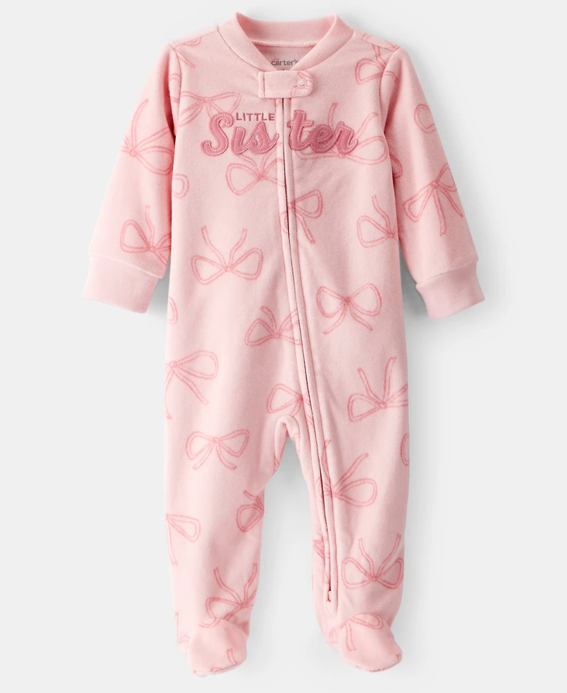 Carter's Baby Girls Bow Print Zip-Up Sleep and Play Coverall