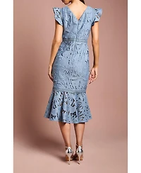 Coast Women's Frill Sleeve Lace Flute Hem Dress