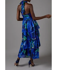Coast Women's Tiered Halter Tie Neck Maxi Dress