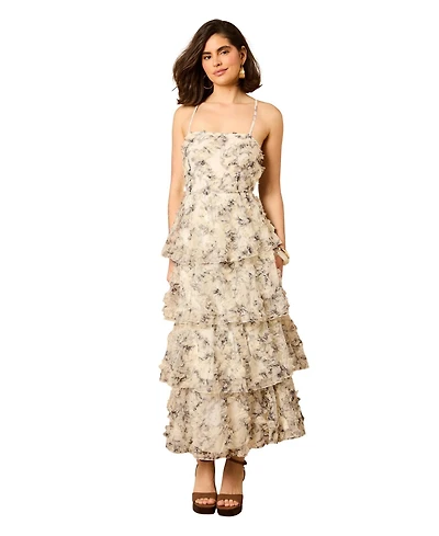 Oasis Women's Floral Textured Strappy Midaxi Dress