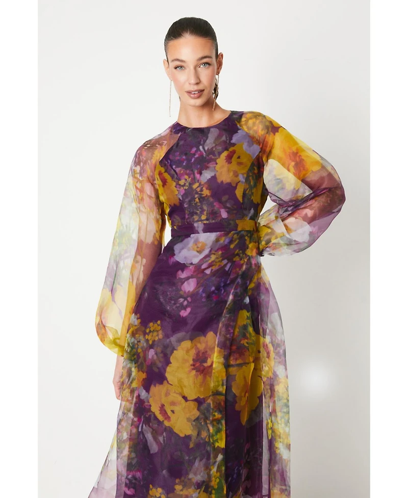 Coast Women's Organza Puff Sleeve Midi Dress