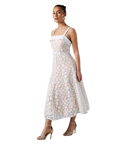 Coast Women's Mesh Sequin Belted Midi Dress