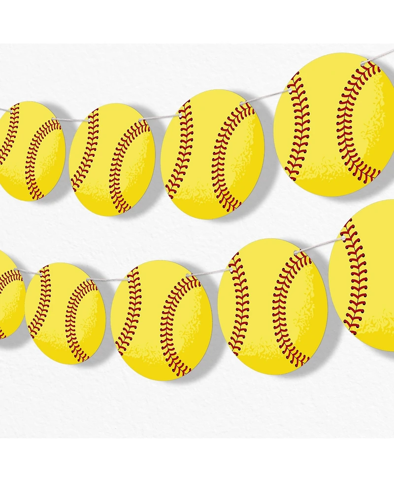 Fastpitch Softball Garland Banner, 30 Feet of Cord, 15 Double-Sided Softballs