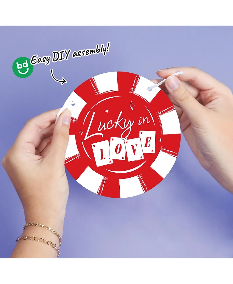 Big Dot of Happiness Lucky in Love Garland Banner, 30 Feet of Cord, 15 Double-Sided Favor Pieces