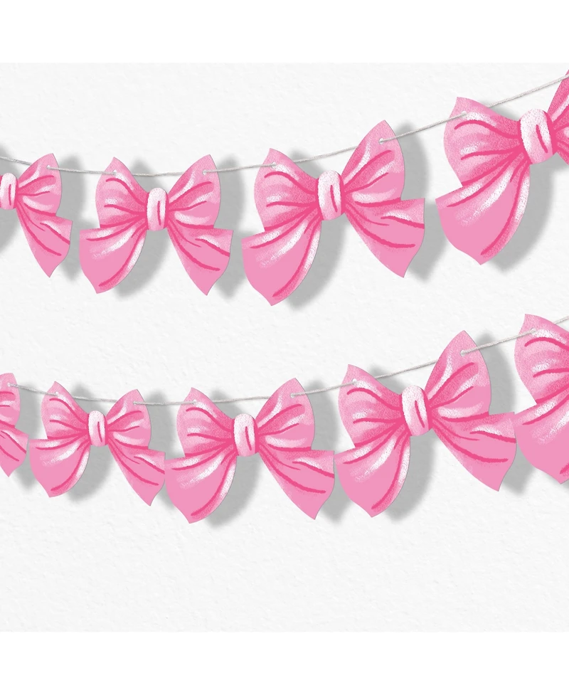 Big Dot of Happiness Tying the Knot Garland Banner, 30 Feet of Cord, 15 Double-Sided Pink Bow Pieces