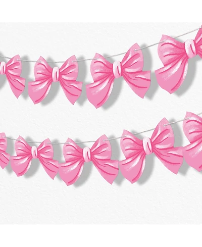 Big Dot of Happiness Tying the Knot Garland Banner, 30 Feet of Cord, 15 Double-Sided Pink Bow Pieces