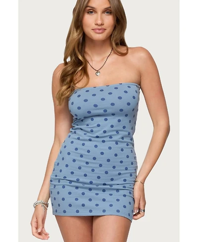 Edikted Womens Lewis Polka Dot Strapless Mini Dress