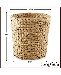Casafield (Set of 2) Hyacinth Waste Baskets - Woven Trash Can Bins for Garbage in the Bathroom, Bedroom, Laundry Room, Home Office - Natural