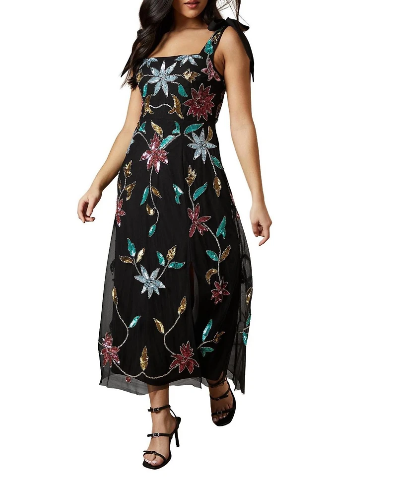 Oasis Floral Embellished Split Midi Dress