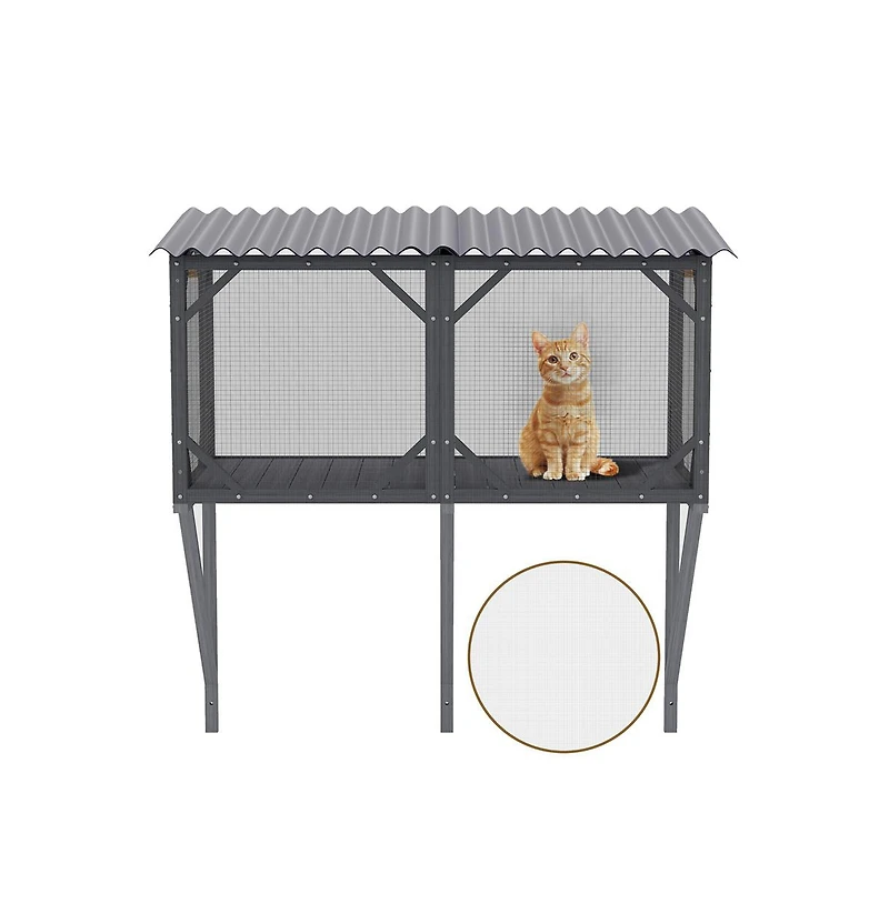 Zeus & Ruta 43.3" Outdoor Cat Window Box with Bug-Proof Net