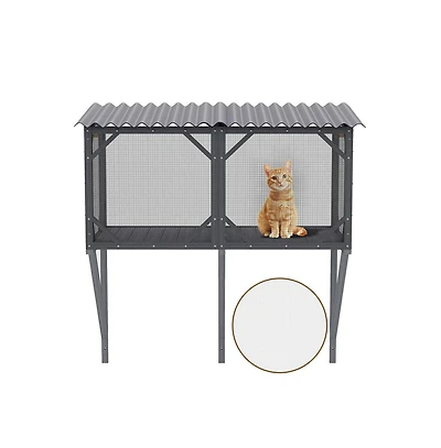 Zeus & Ruta 43.3" Outdoor Cat Window Box with Bug-Proof Net
