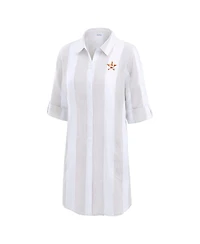 Tommy Bahama Women's Khaki Houston Astros Rugby Beach Boyfriend Full-Button Top