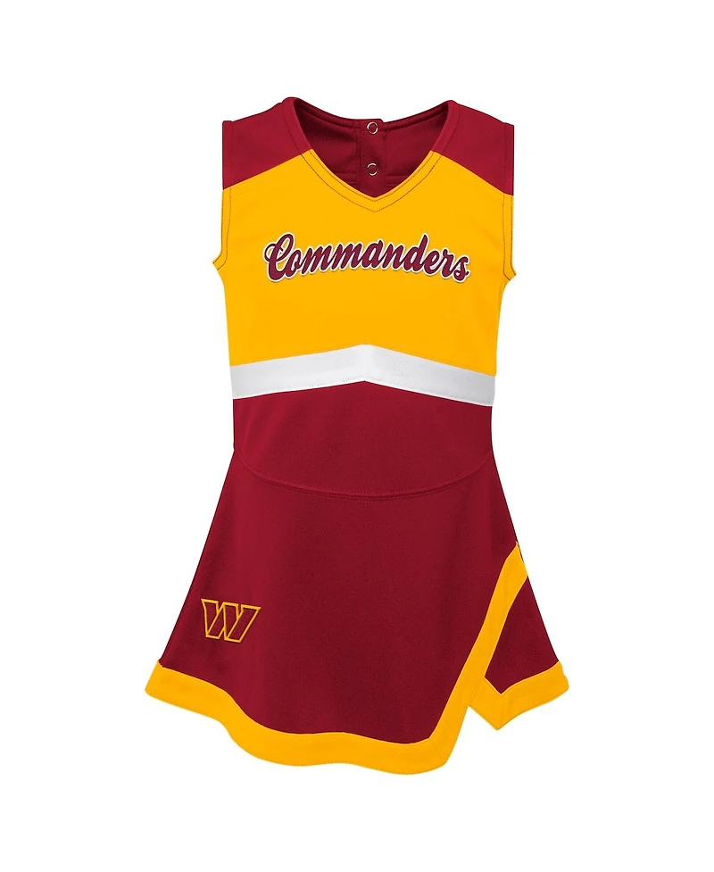 Outerstuff Girls Preschool 2-Piece Burgundy Washington Commanders Cheer Captain Jumper Dress with Bloomers Set
