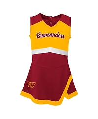 Outerstuff Girls Preschool 2-Piece Burgundy Washington Commanders Cheer Captain Jumper Dress with Bloomers Set