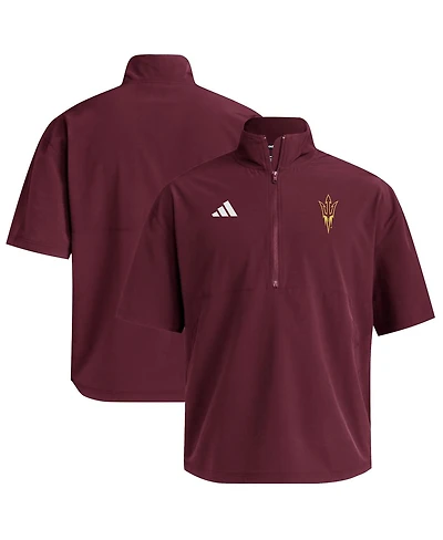 Adidas Men's Maroon Arizona State Sun Devils Woven Quarter-Zip Short Sleeve Pullover Hoodie