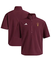 Adidas Men's Maroon Arizona State Sun Devils Woven Quarter-Zip Short Sleeve Pullover Hoodie