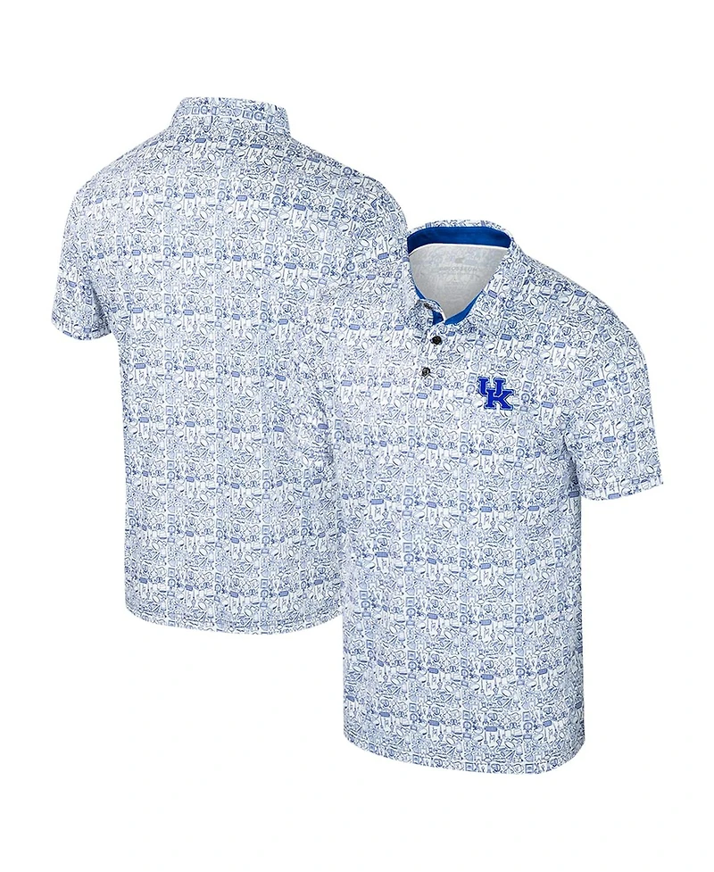 Colosseum Men's Royal Kentucky Wildcats It's Time Allover Print Polo Shirt