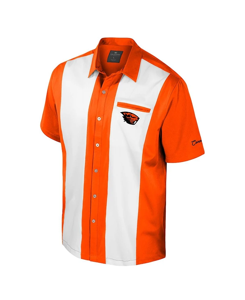 Colosseum Men's Orange Oregon State Beavers Strike Bowling Button-Up Shirt