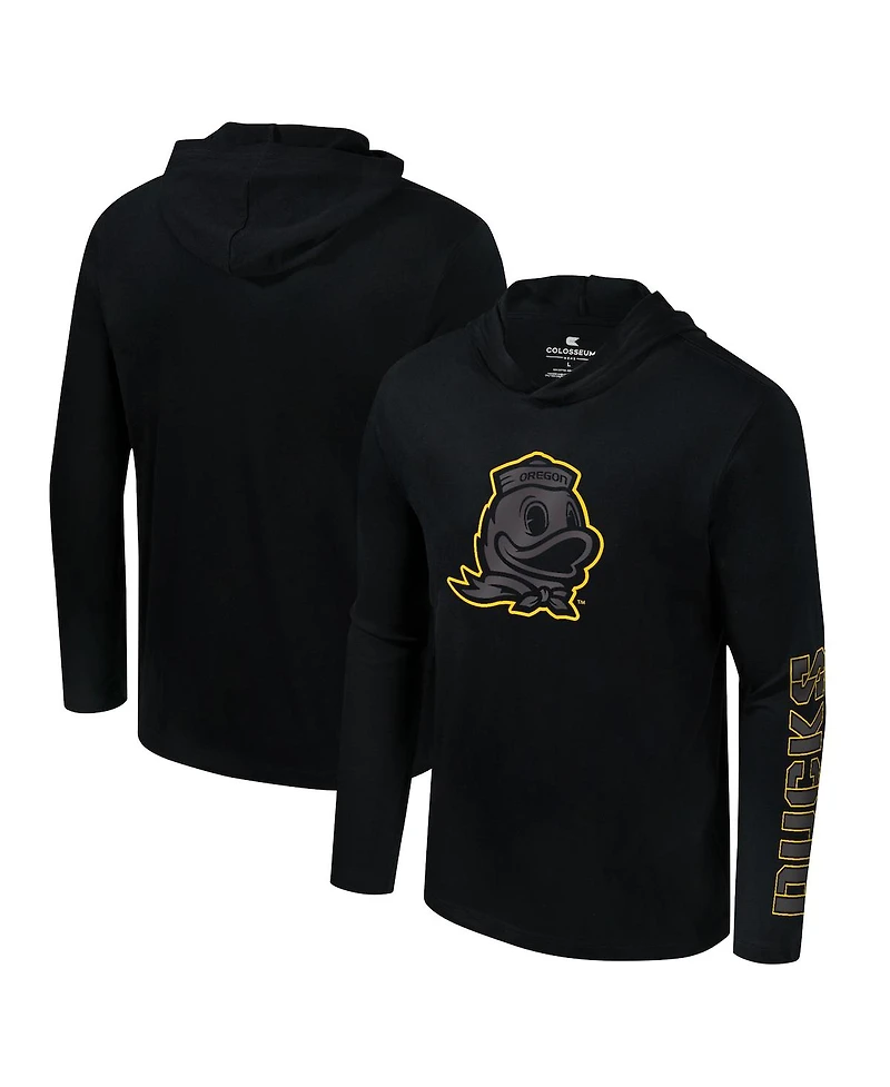Colosseum Men's Black Oregon Ducks Color Pop Active Blend 2-Hit Long Sleeve Hooded T-Shirt