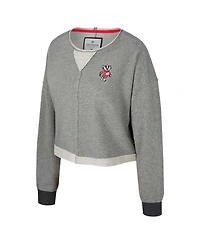Colosseum Women's Charcoal Wisconsin Badgers Magnum Scoop Neck Cropped Pullover Sweatshirt