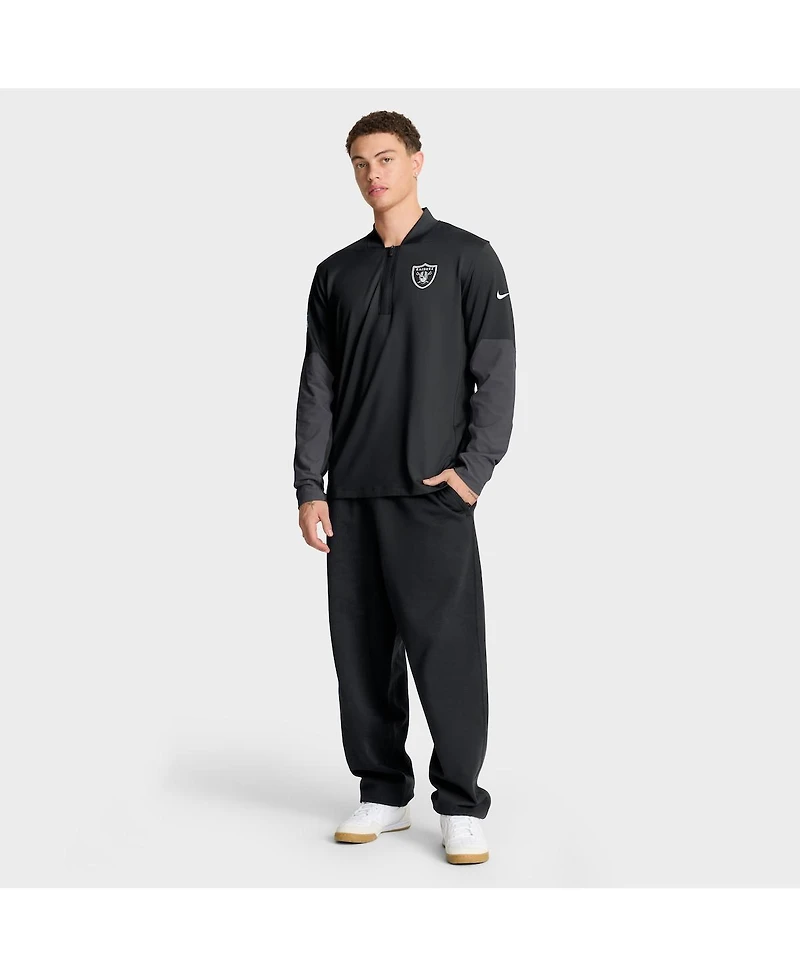 Nike Men's Black Las Vegas Raiders Sideline Feel The Pressure Performance Half-Zip Pullover