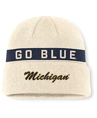 Jordan Men's Natural Michigan Wolverines Peak Primetime Utility Cuffed Knit Hat