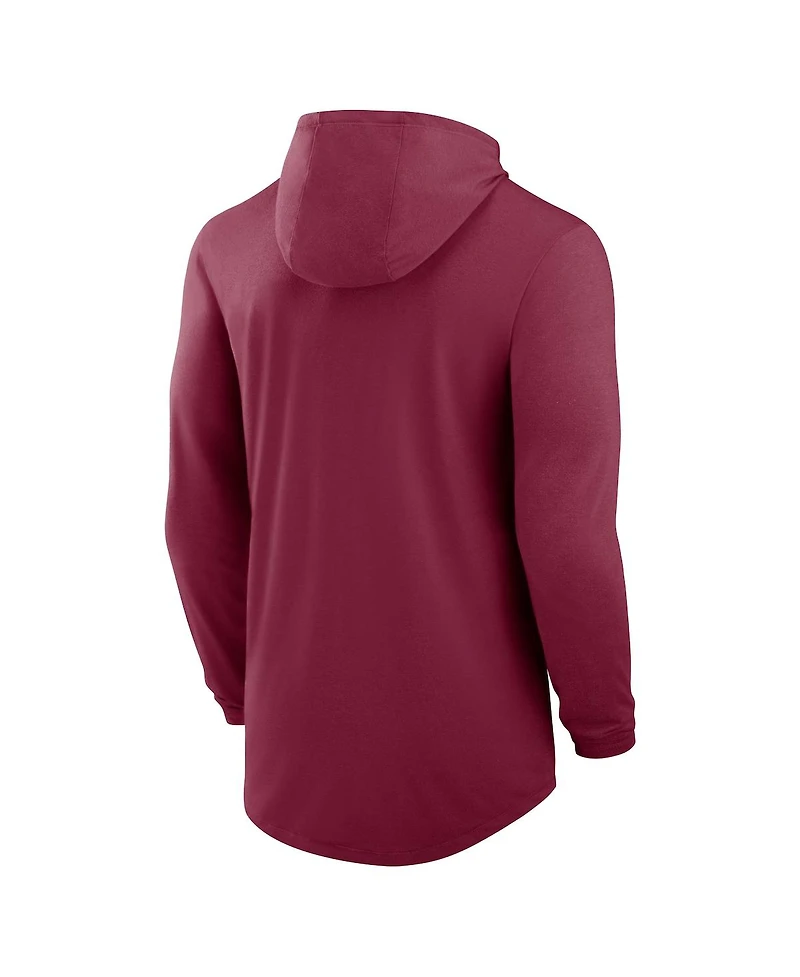 Nike Men's Garnet Florida State Seminoles Classic Arch Tri-Blend Performance Long Sleeve Hoodie T-Shirt