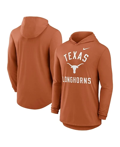 Nike Men's Texas Orange Longhorns Classic Arch Tri-Blend Performance Long Sleeve Hoodie T-Shirt