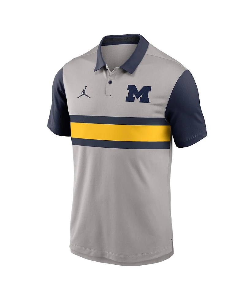 Jordan Men's Gray/Navy Michigan Wolverines Vapor Performance Polo Shirt