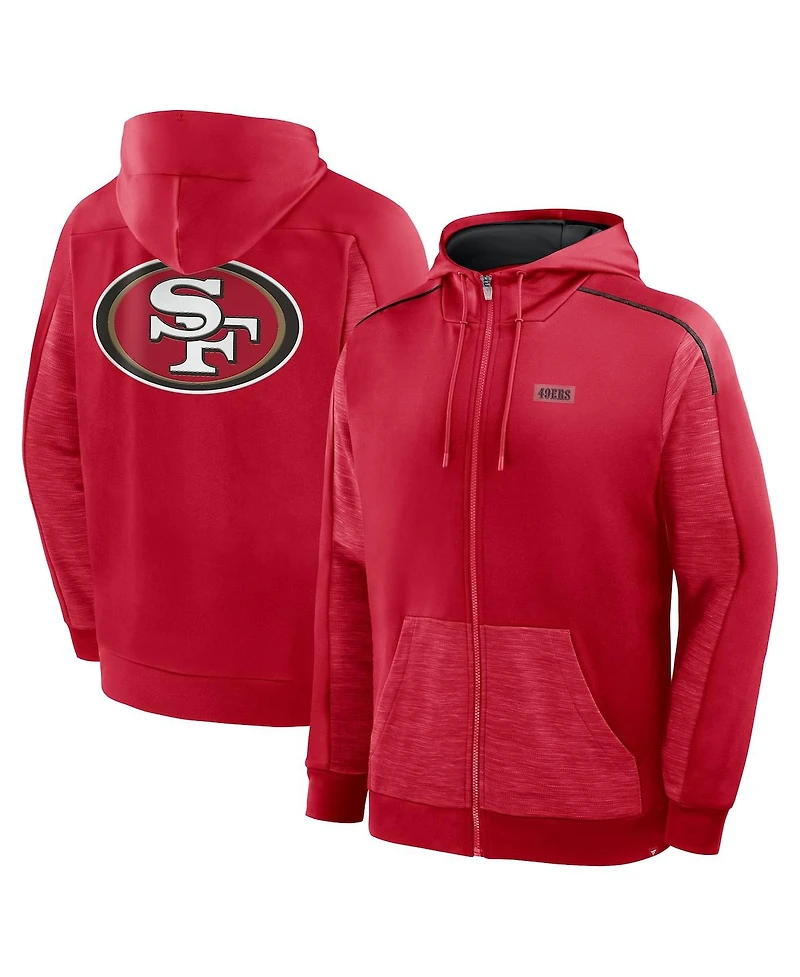 Fanatics Men's Scarlet San Francisco 49ers Checkdown Pass Full-Zip Hoodie