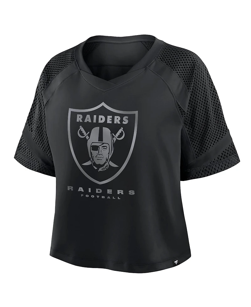 Fanatics Women's Las Vegas Raiders Oversized Raglan V-Neck Blackout Fashion Jersey