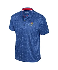 Colosseum Men's Royal Kansas Jayhawks Football Print Polo Shirt