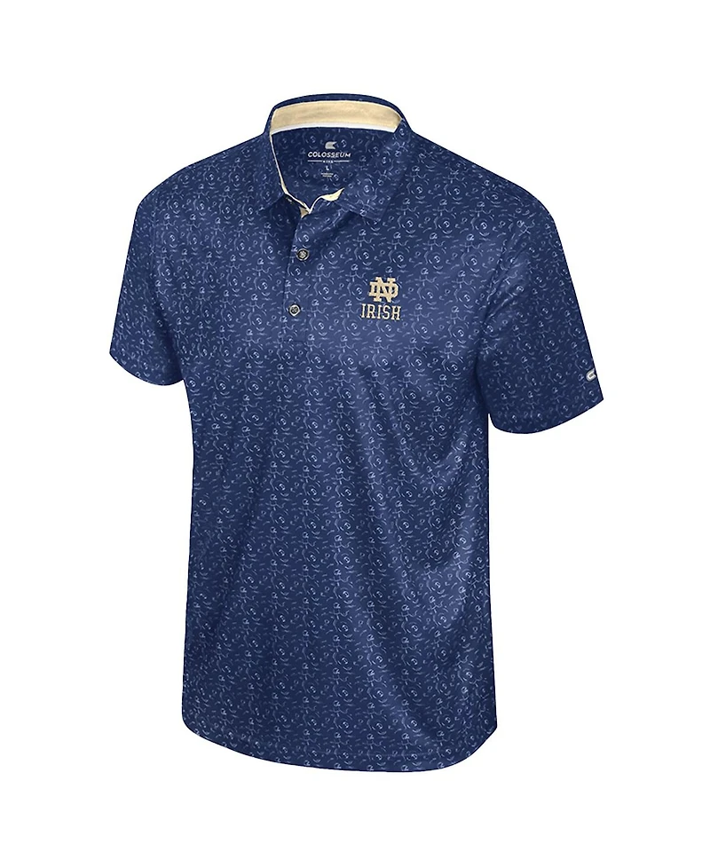 Colosseum Men's Navy Notre Dame Fighting Irish Football Print Polo Shirt