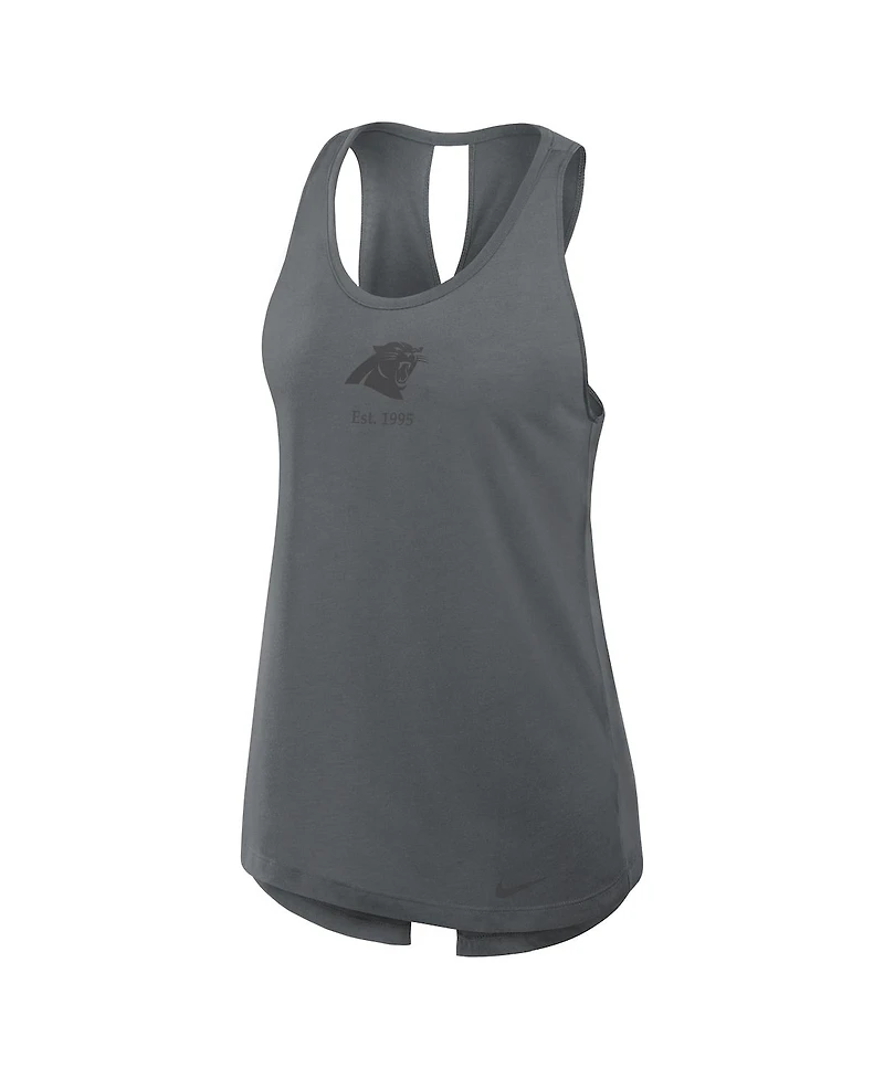Nike Women's Gray Carolina Panthers Glory Crisscross Performance Tank Top