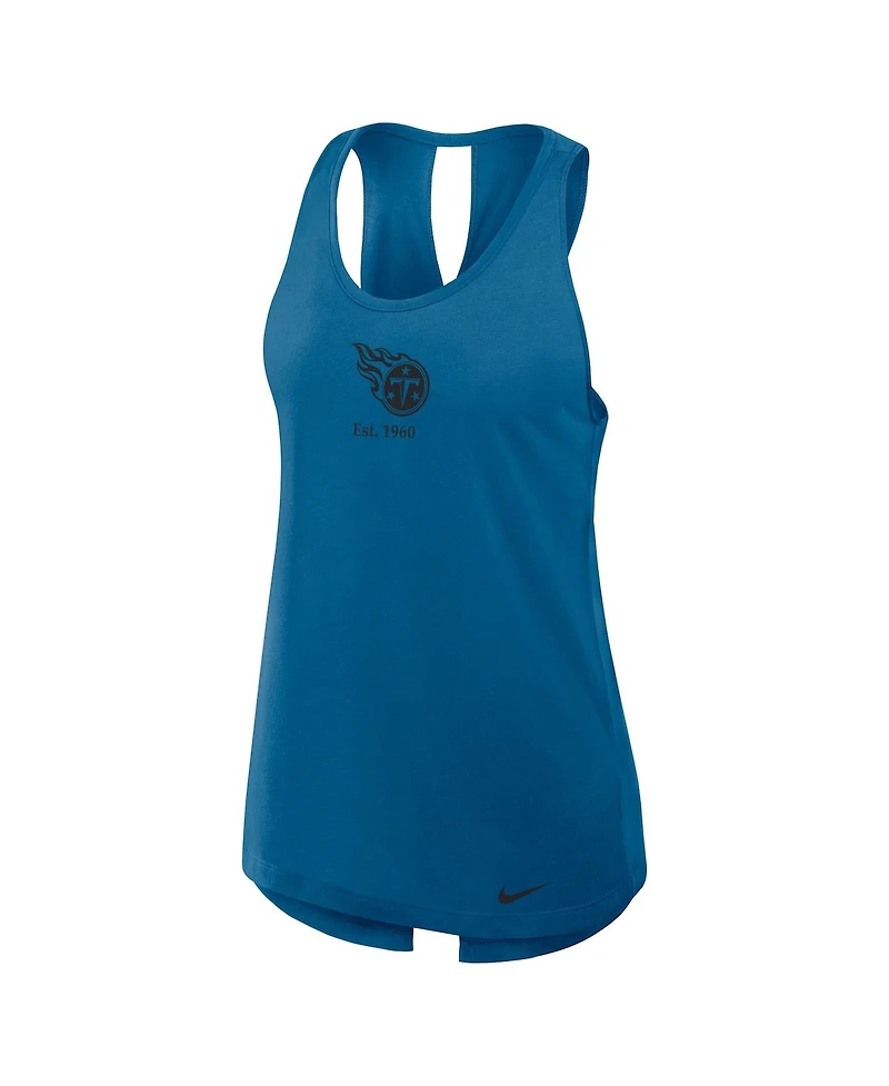 Nike Women's Navy Tennessee Titans Glory Crisscross Performance Tank Top