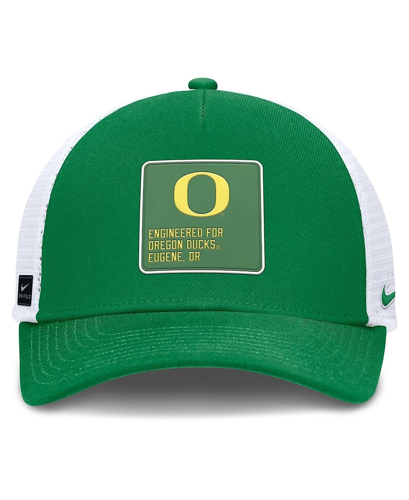 Nike Men's Green/White Oregon Ducks 2025 On-field Rise Engineered Trucker Adjustable Hat