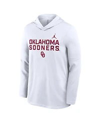 Jordan Men's White Oklahoma Sooners 2025 Sideline Performance Long Sleeve Hoodie T-Shirt