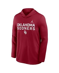 Jordan Men's Crimson Oklahoma Sooners 2025 Sideline Performance Long Sleeve Hoodie T-Shirt
