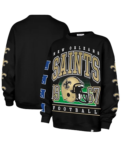 '47 Brand Women's Black New Orleans Saints Go Big Oversized Pullover Sweatshirt