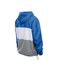 New Era Men's Blue Detroit Lions Ripstop Quarter-Zip Hooded Windbreaker